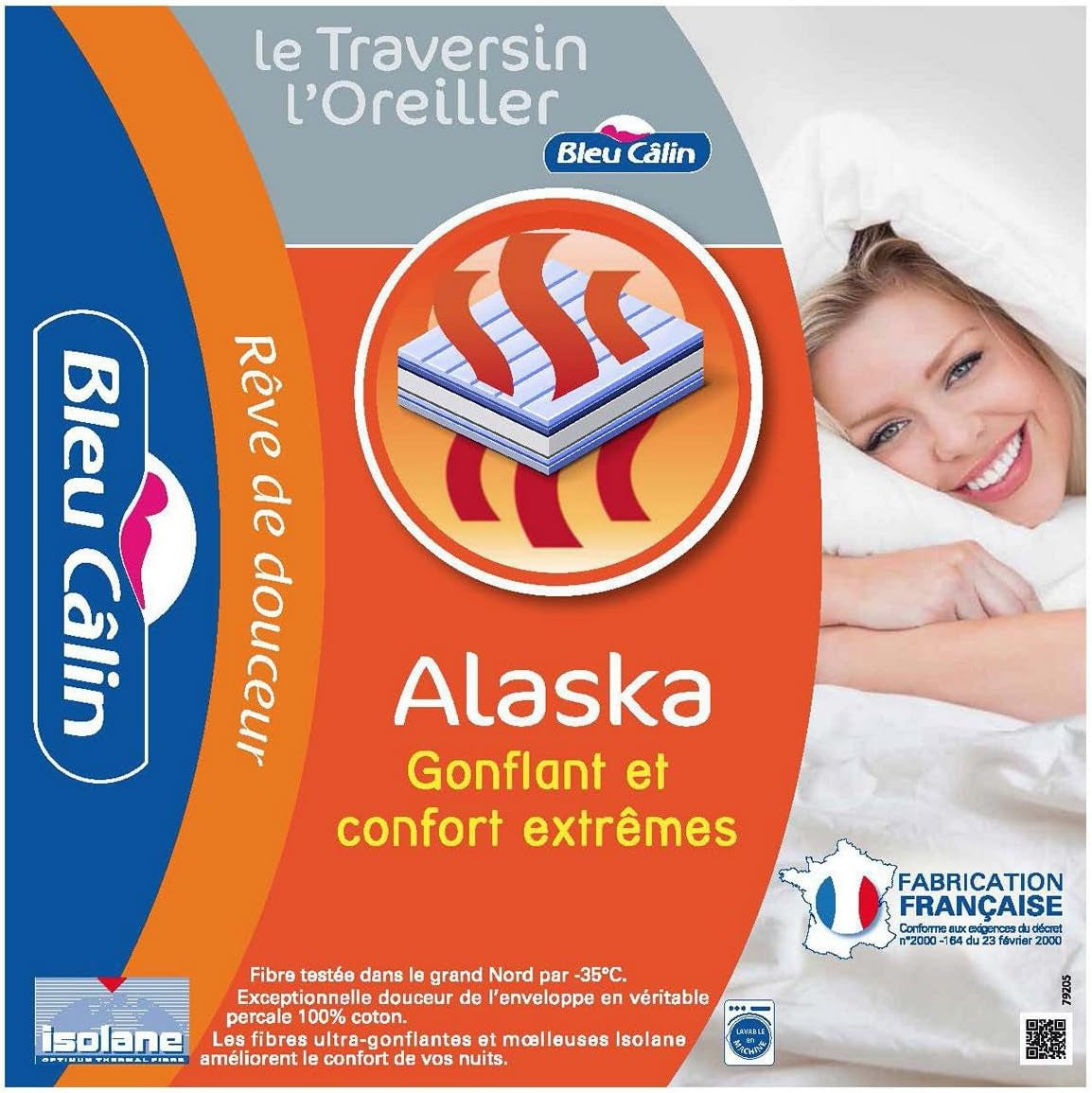 Blaues Câlin-Set mit 2 Kissen mit festem Komfort „Alaska“, Superfüllung, 100 % Baumwoll-Perkal-Umschlag, weiß, 65 x 65 cm, quadratische Form Naty Shop Standardkissen, rechteckige Form 50 x 70 cm