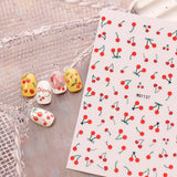 JMEOWIO Nagelsticker Kirschfrucht 6 Blatt Nail Art Sticker Selbstklebend Nagelaufkleber Dekoration Nageldesign Zubehör
