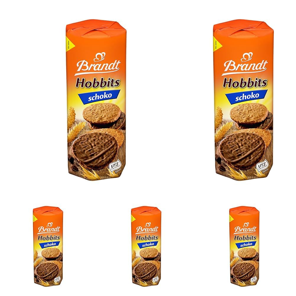Brandt Hobbits Schokolade 265g Packung – Knusprige Vollkorn-Schokoladen-Haferkekse – Knuspriger Teig für die ganze Familie – in einer praktischen Keksrolle