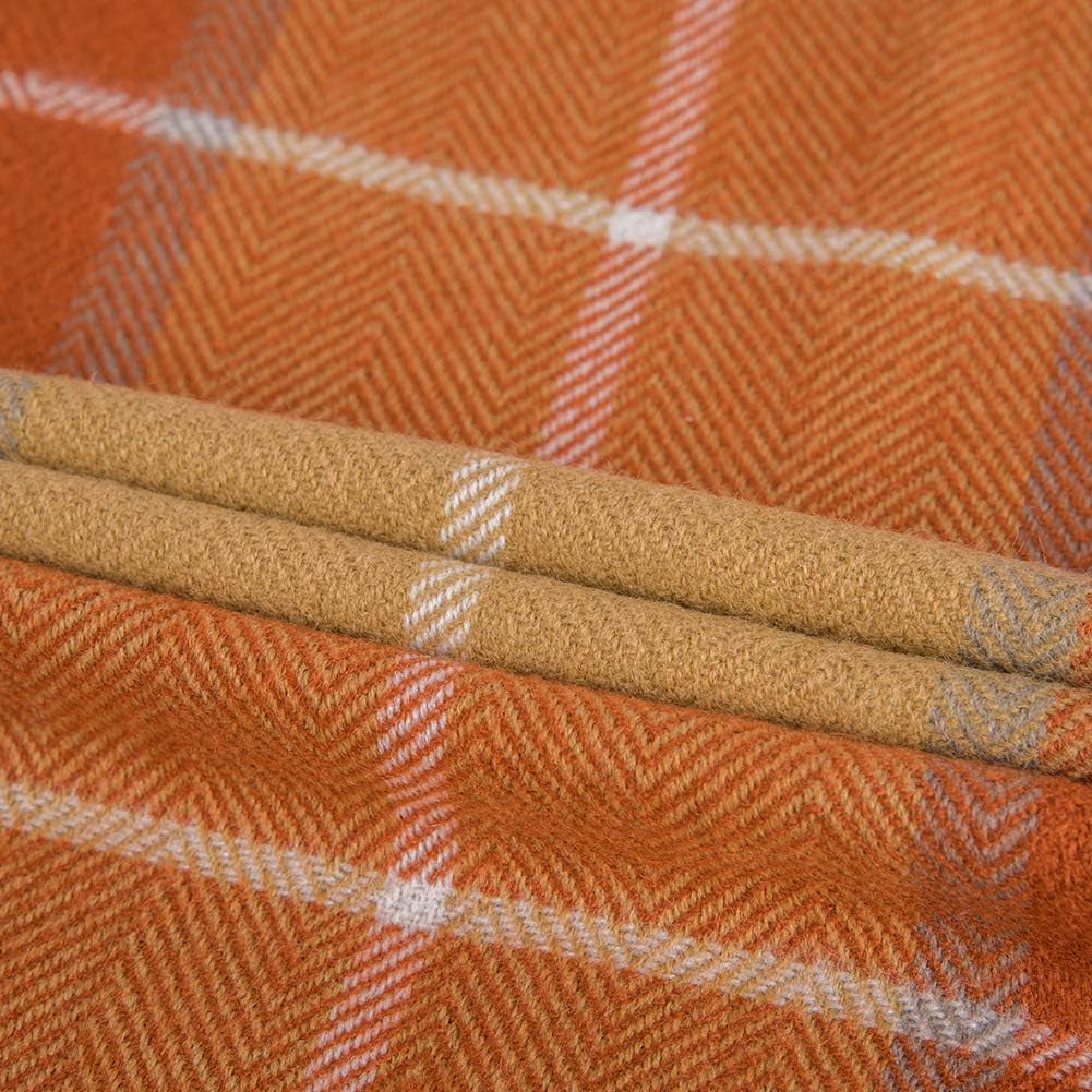 G Lake Orange karierte Decke, Überwurf, Acryl, weich, wendbar, Tagesdecke mit farbigen Fransen, Geschenk für Weihnachtsdekorationen, 127 cm B x 170,2 cm L-Pumpkin Orange Betten und Decken G Lake