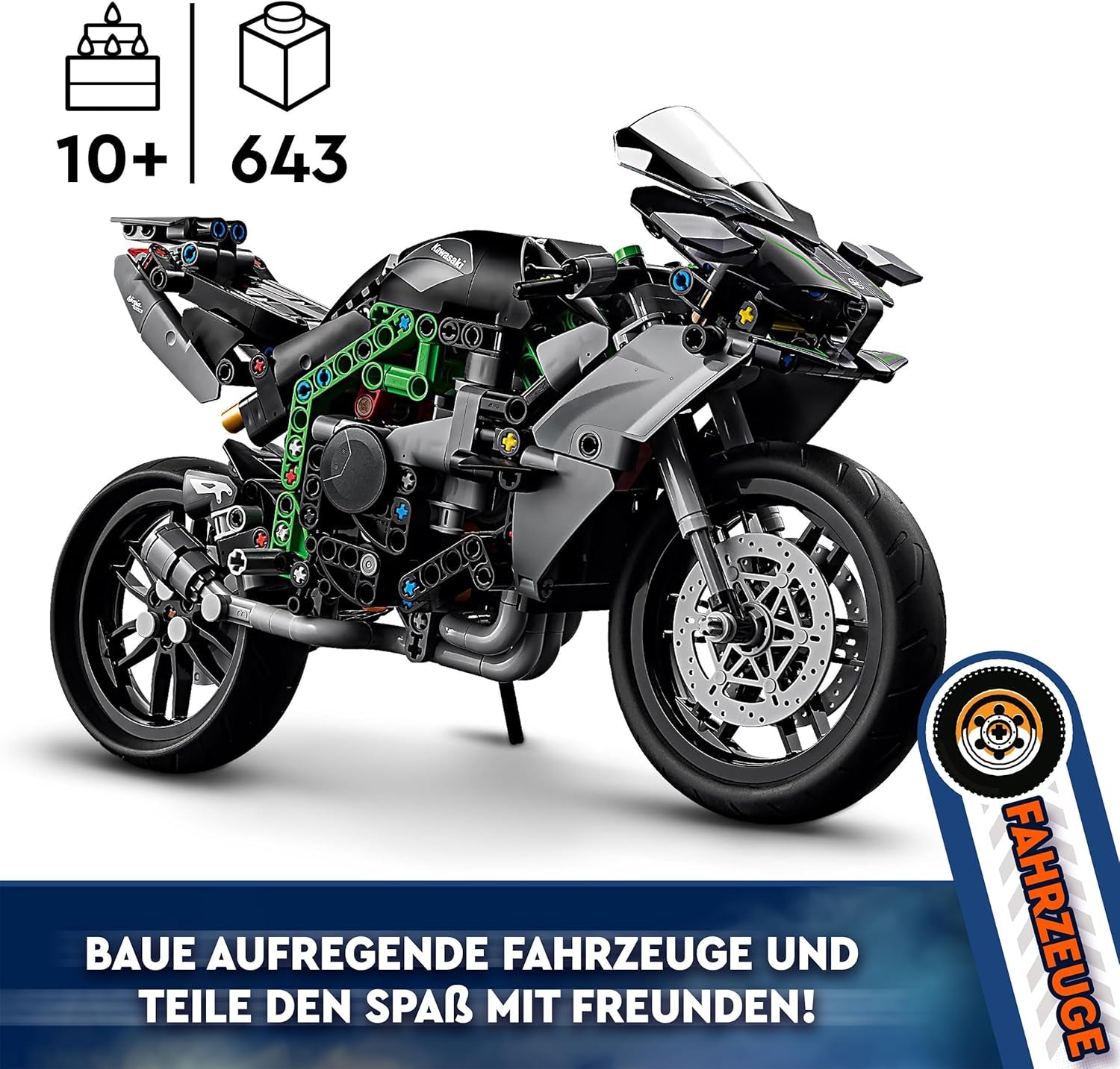 LEGO Technic Kawasaki Ninja H2R Motorrad, Geburtstagsgeschenk für Kinder und Erwachsene, Dekoration, Spielzeug, Modell für Jungen und Mädchen ab 10 Jahren 42170 Bausets Besuchen Sie den LEGO-Store