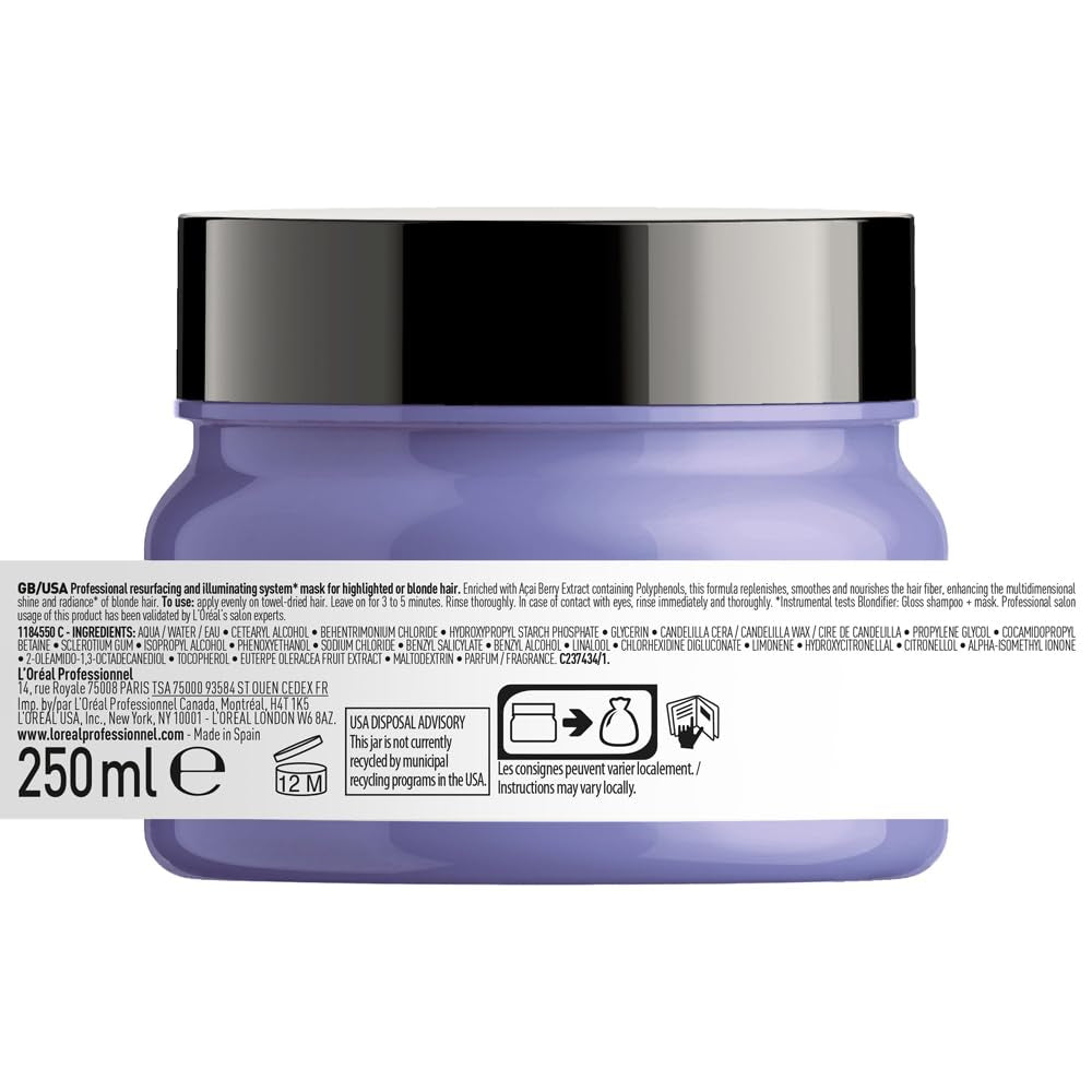L'Oréal Professionnel | Pflegende Maske für blondes und blondiertes Haar, Açai-Fruchtextrakt, Serie Expert, Blondmaske Naty Shop Haarmaske