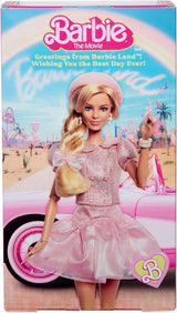 Barbie Der Film basierend auf dem Film Margot Robbie als Barbie-Sammelfigur in rosa Bluse und Tüllrock mit stilisierter Frisur und passendem Schmuck JBJ53