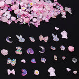 100 Stück Schleifen-Nagel-Charms, Y2K, 3D-Harz, Kamelienblume, Nagel-Charms, Kawaii-Strasssteine, Nagelkunst-Dekorationen, Muster, DIY-Bastelzubehör (Rosa)