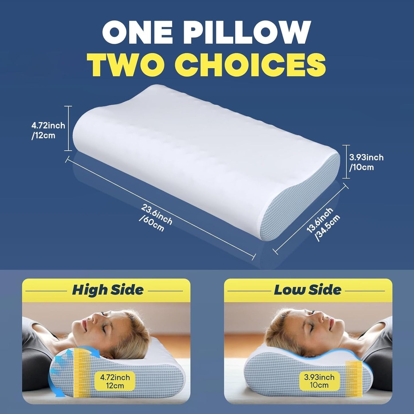 Linderung von Nackenschmerzen, kühlendes Nackenkissen, Memory-Schaum-Schlafkissen, Zervikalkissen für Nacken- und Schulterschmerzen, ergonomisches Bettkissen, Nackenstützkissen für Bauch, Rückenschläfer, orthopädische Zervikalkissen, Naty Shop
