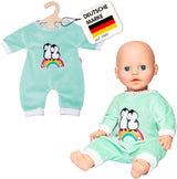 Heless 1181 – Puppenoverall im Polka Dot-Pinguin-Design aus weichem Velours mit hochwertiger Stickerei, Größe 28–35 cm