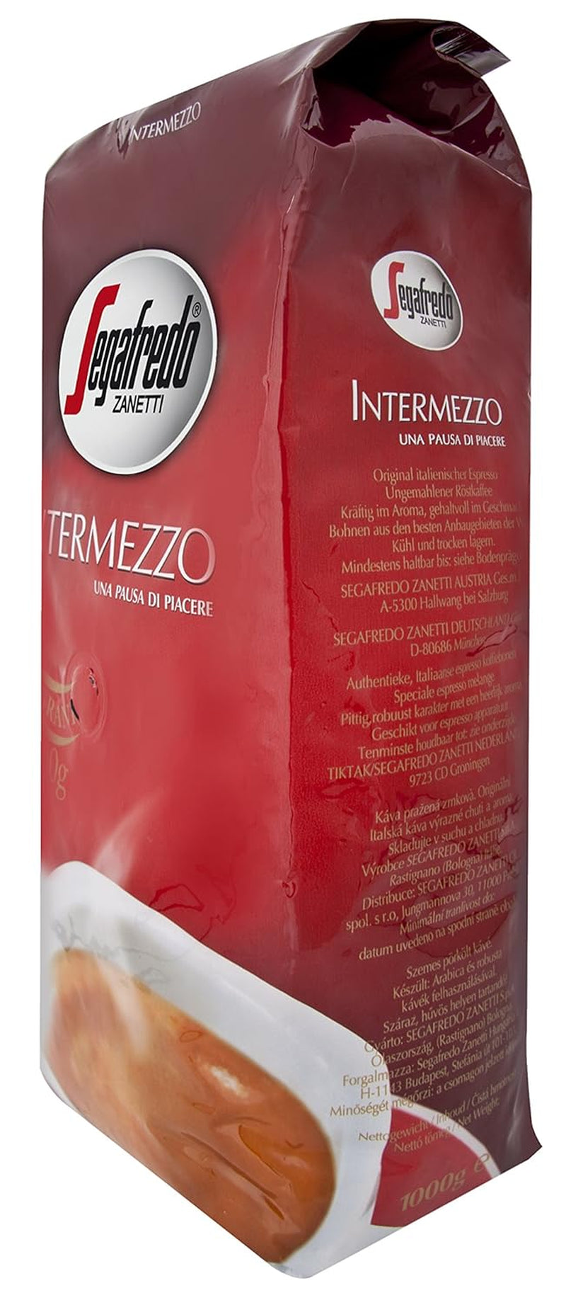 Segafredo Zanetti Intermezzo - Whole Beans (1 kg Pack) - Geeignet für alle italienischen Kaffeespezialitäten - Kaffeebohnen mit mittlerer Röstung, stark und vollmundig im Geschmack