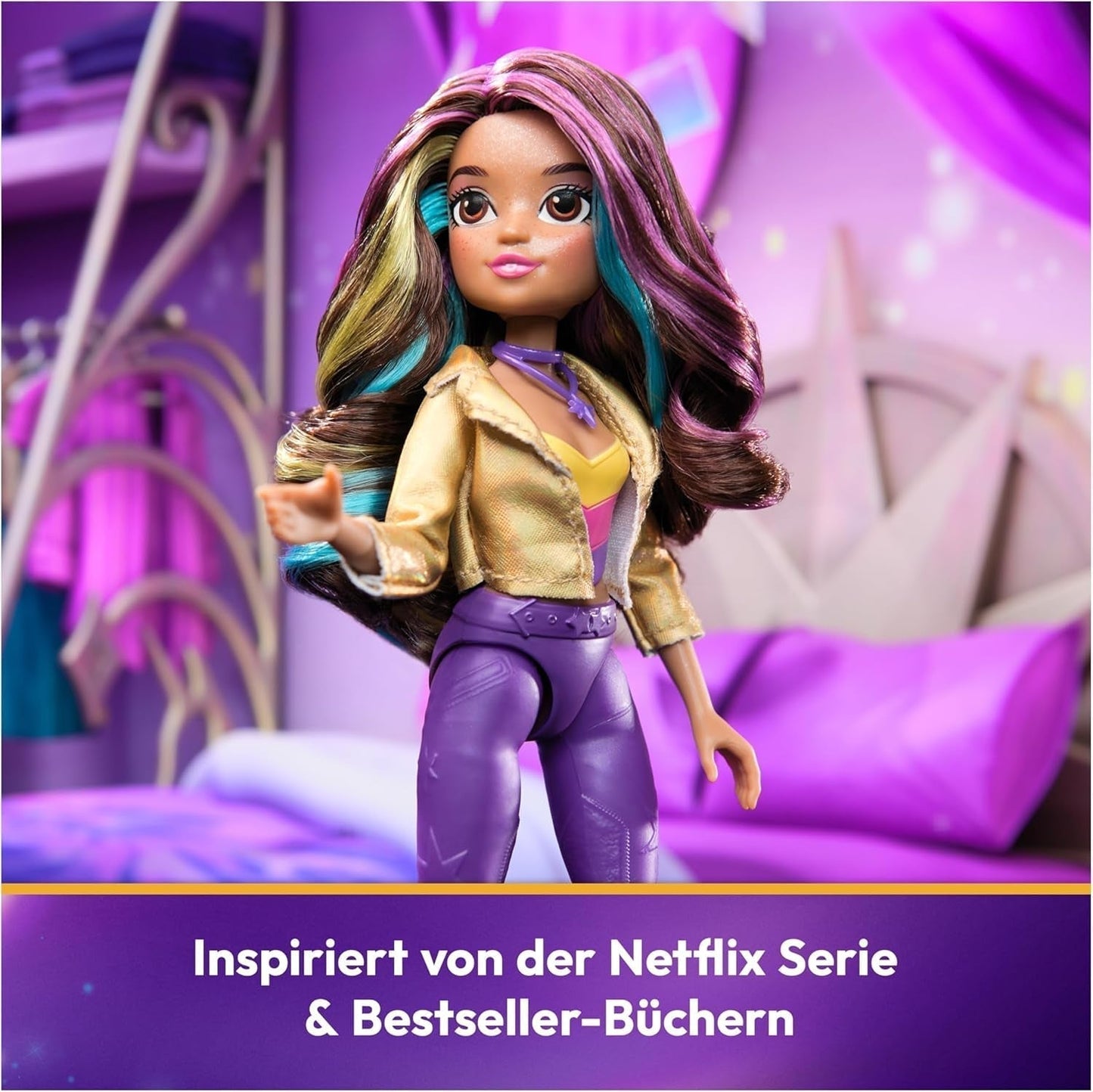 Unicorn Academy Deluxe Maskenball Sophia – 24 cm große Puppe aus der beliebten Netflix-Serie mit 2 Outfits, klassischer Verkleidung und Rollenspiel, ab 4 Jahren Naty Shop Dolls