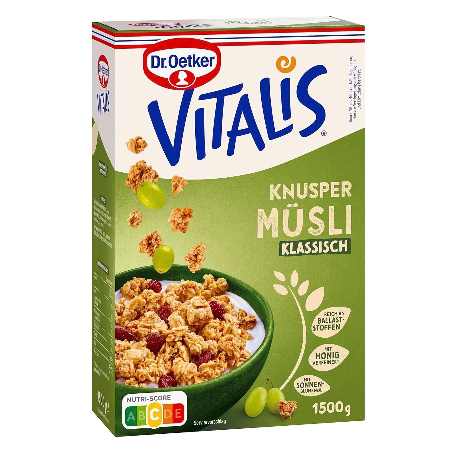 Dr. Oetker Vitalis Crunchy Honeys: Honig-Knuspermüsli für Frühstück und Snacks, 5er-Pack (5 x 600 g)