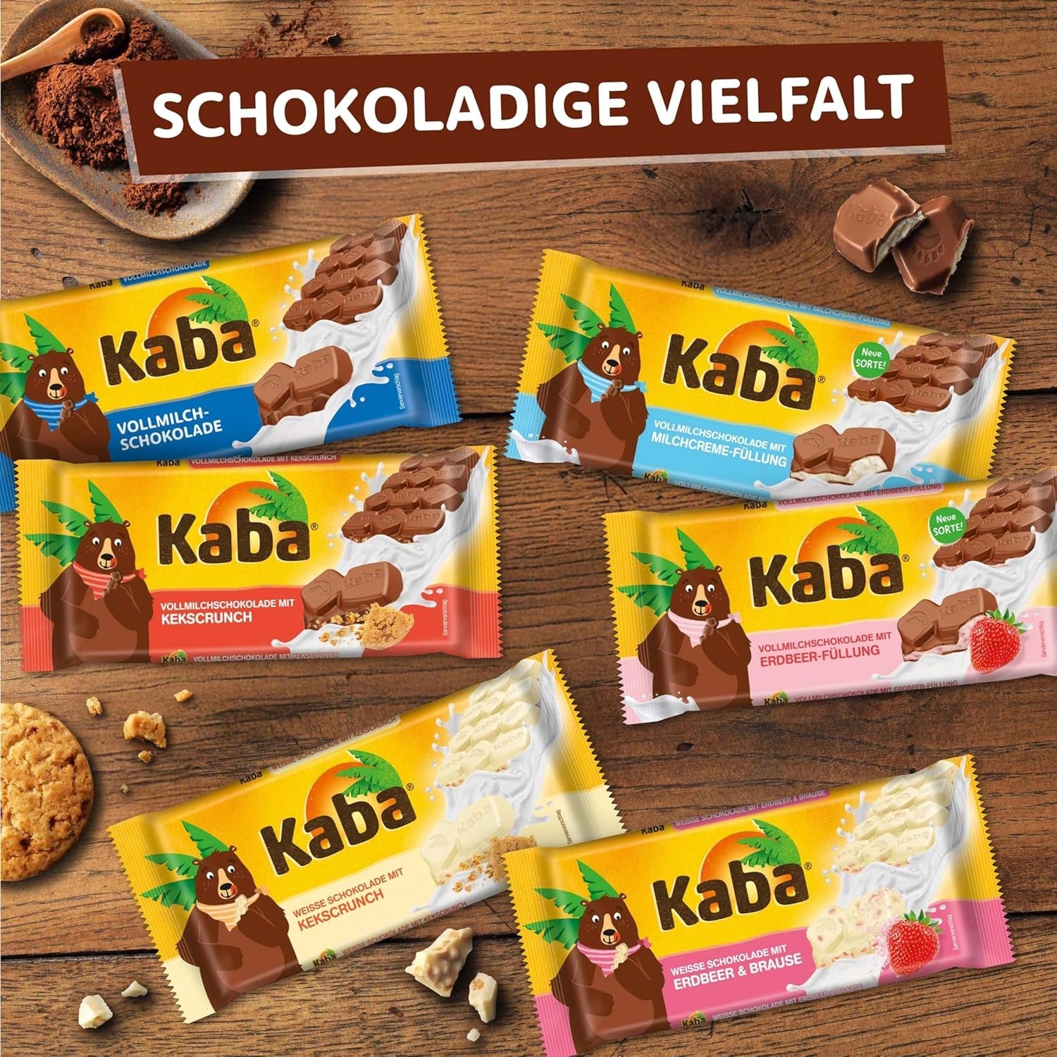 Kaba Milchschokolade mit Erdbeercreme, gefüllte Tafelschokolade, 90g-Riegel, zartschmelzende Schokolade mit fruchtiger Erdbeercreme und Kaba-Originalgeschmack (2er-Pack)