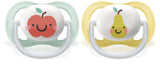Philips AVENT Ultra-Luftschnuller – 2er-Pack, BPA-frei, atmungsaktiv, für Babys 0–6 Monate, inklusive Tragetasche und Sterilisation, Apfel/Birne (Modell SCF080/17)