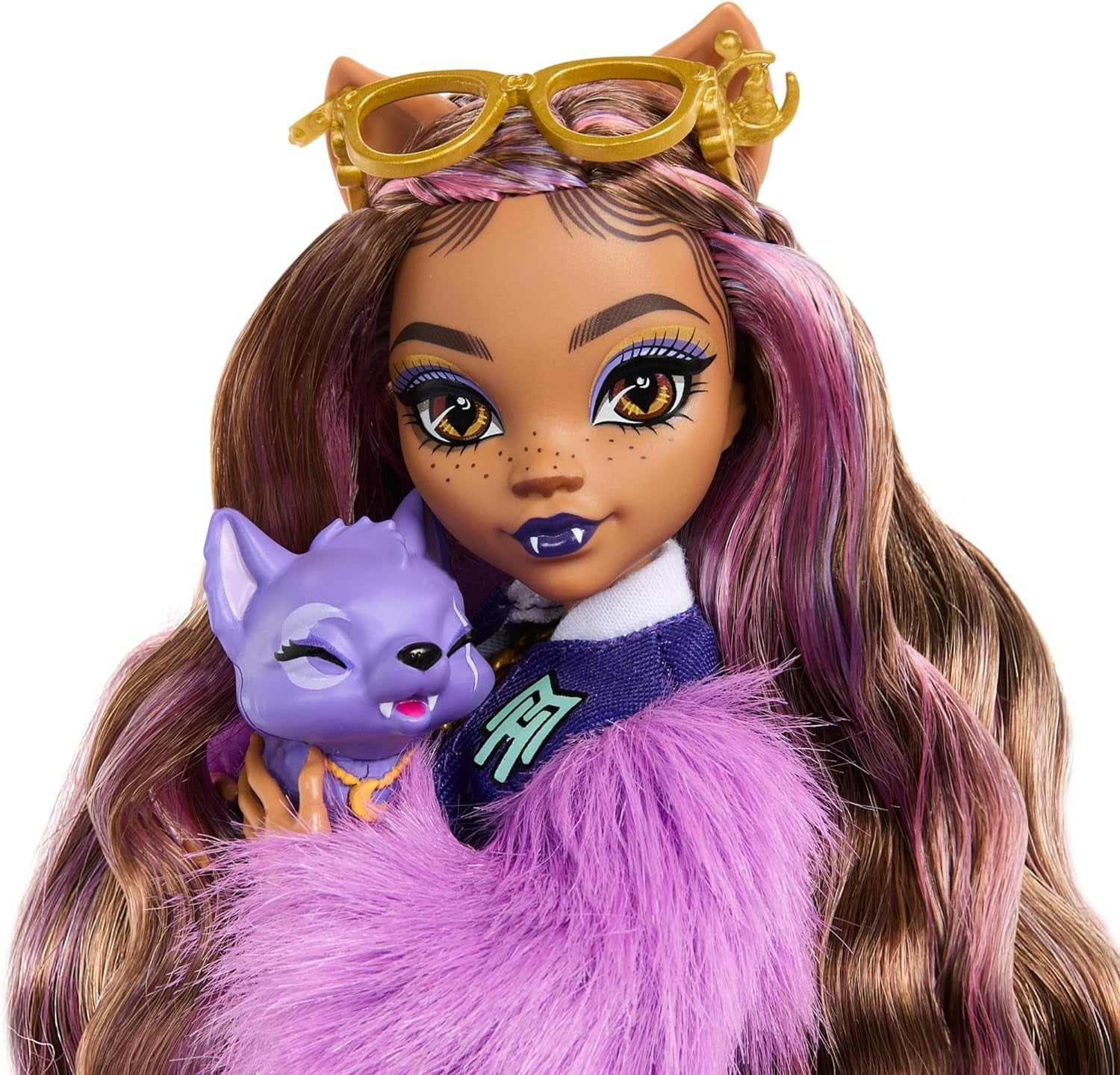 Monster High Clawdeen Wolf Puppe mit Welpen-Halbmond und Zubehör wie Schultasche, Kalender, Snacks und mehr, HRP65