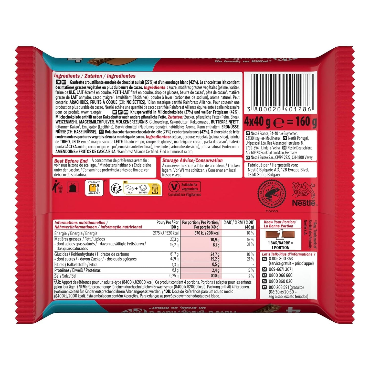 Nestlé Chunky Funky Crispy Wafer in Milchschokolade, Multipack, 2er-Pack (je 4 x 40 g)