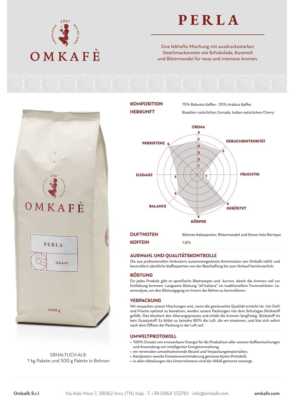Neue Perla-Kaffeebohnen | Kaffeegenuss wie in Italien | Italienische Familienbäckerei, Gewicht: 3 x 1 kg