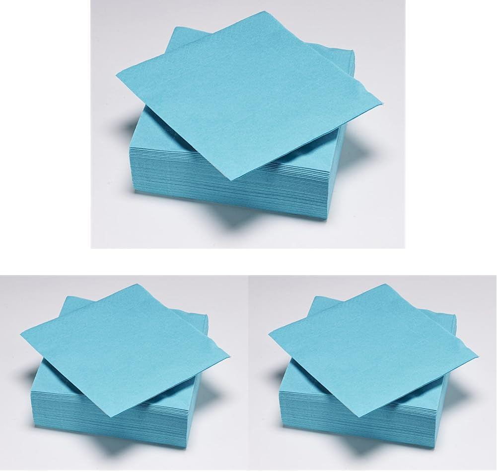 50 Servietten, Wattepad, 33 x 33 cm, 2-lagig, Türkis, FSC-Zellulose, 33 x 33 cm (3er-Pack)