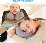 Nackenkissen, Flugzeug-Nackenkissen, Reisekissen, Erwachsenen-Nackenkissen, Auto-Nackenkissen, Heimkissen, ergonomisches Memory-Schaum-Kissen, waschbar, schmaler Rücken, verstellbar, Grau