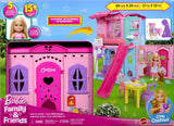 Barbie Chelsea-Puppenhaus mit mehr als 15 Zubehörteilen, Pop-up-Haus erweiterbar auf über 42 x 33 cm mit 5 Spielbereichen und einer Rutsche, mit einer kleinen Puppe und einem Hund, JFW49