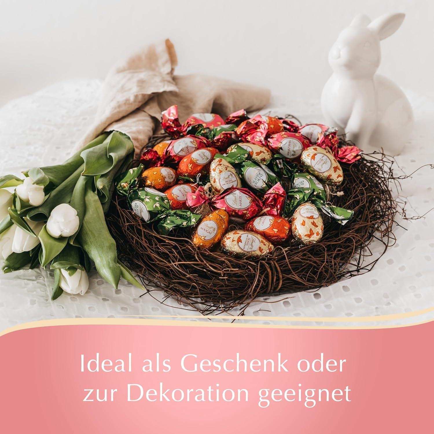 Lindt Schokoladenmousse mit Schokoladeneiern | 450 g Vollmilchschokolade gefüllt mit zartschmelzender Schokoladenmousse | Osterschokolade | Geschenk aus Schokolade | Ostereier | Schokoladeneier