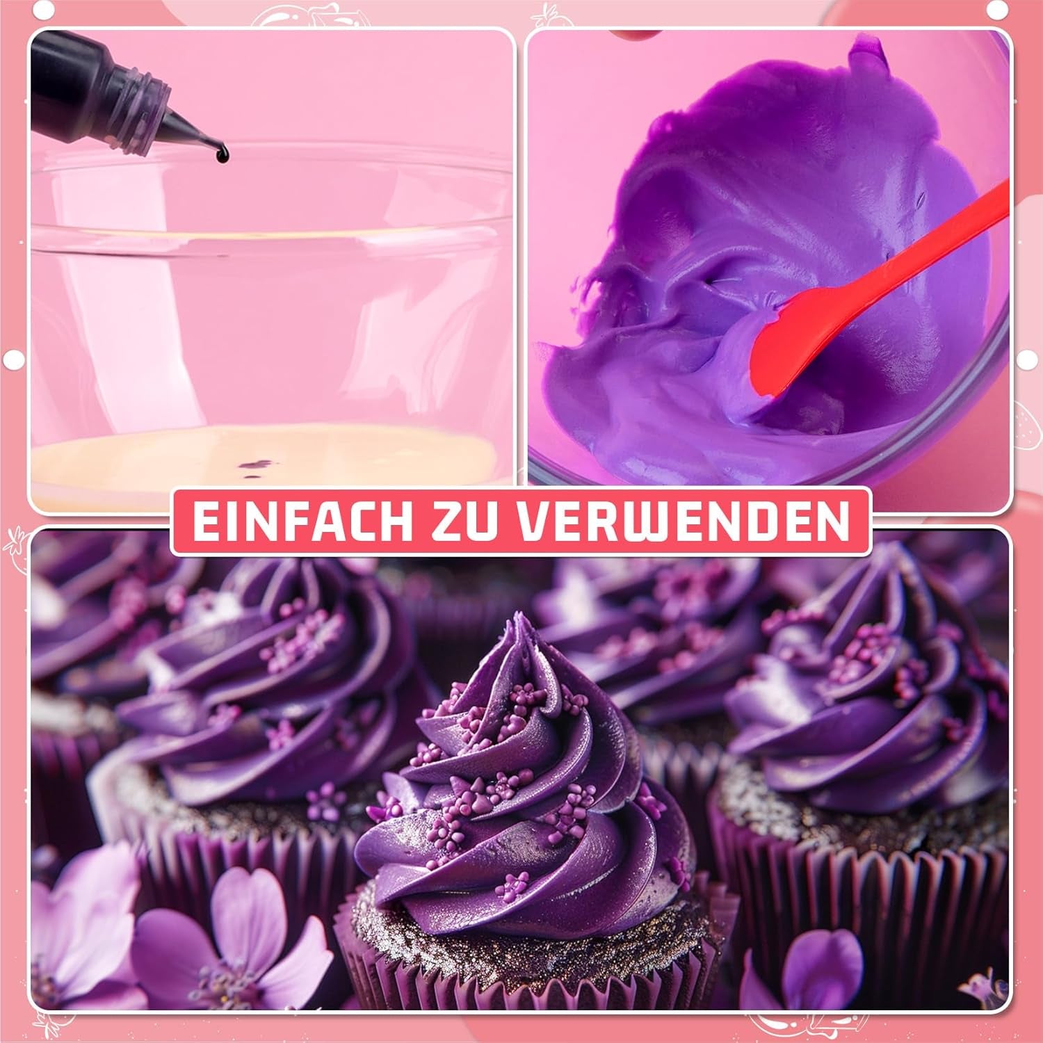 Gel-Lebensmittelfarbe – HXDZFX 2×30 ml, zuckerfreie Lebensmittelfarbe, hochkonzentriert, zum Dekorieren von Kuchen, weißem Fondant, Makronen, Keksen, Backen, Ostereiern, Schleim (Traubenviolett)