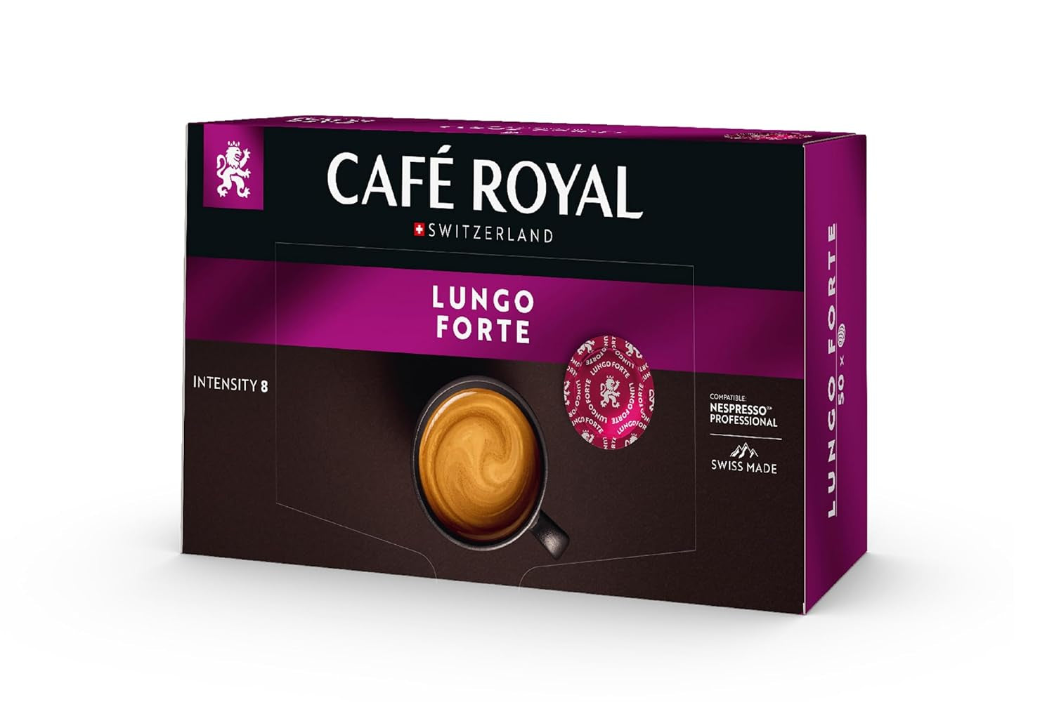 Café Royal Professional Pads, Lungo Forte, 50 Nespresso (R) Professional kompatible Pads für Büro und Gastronomie, Rainforest Alliance zertifiziert, 100 Prozent Arabica Kaffee, Intensität 8