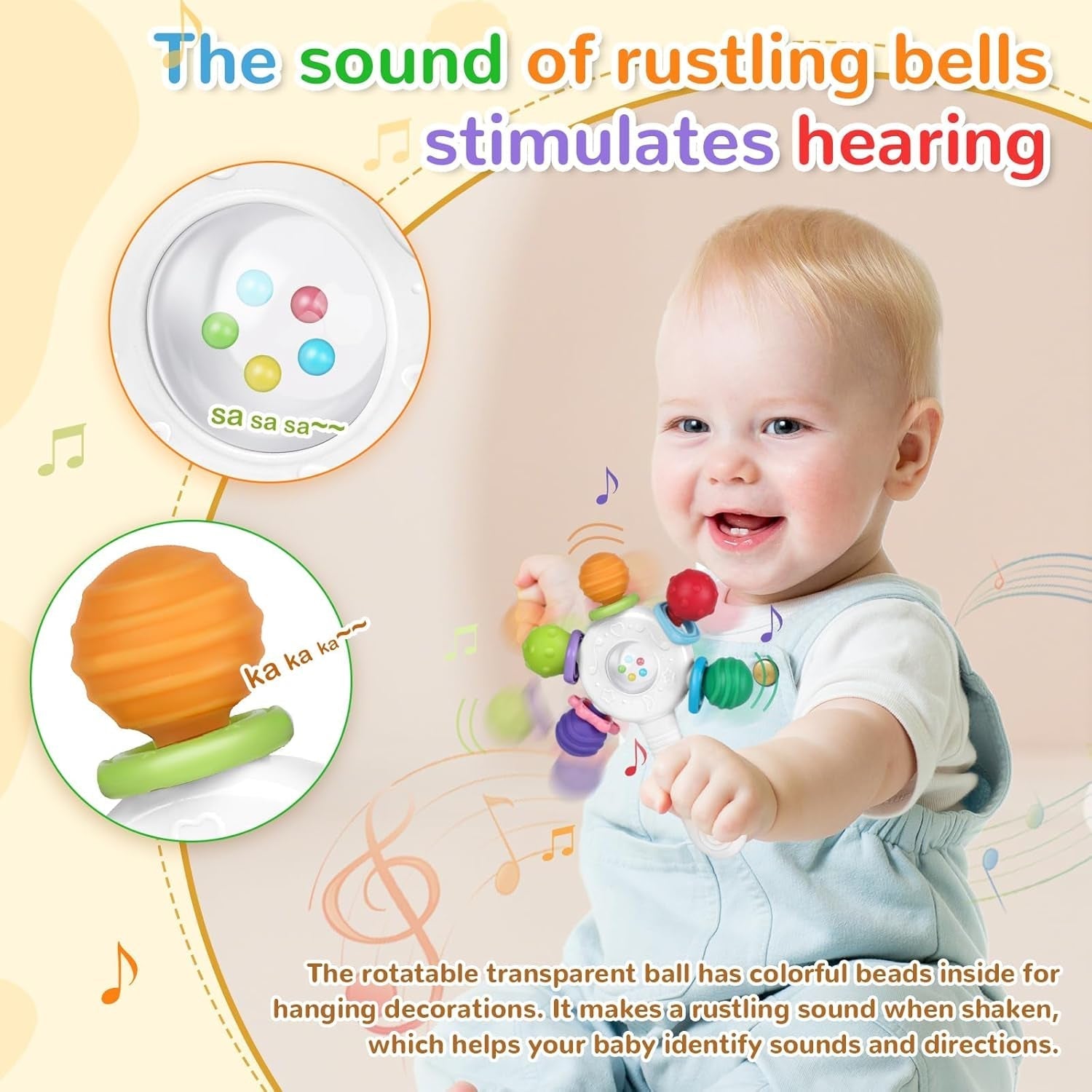 Baby-Beißringe in Lebensmittelqualität – BPA-frei, erstickungssicheres Design, verstärkter Griff, geeignet für Hör- und Zahnentwicklung, ideal für Babys von 0–36 Monaten (weiß)