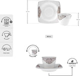 KARACA Nazende Espressotassen-Set aus Porzellan – 80 ml türkische Kaffeetassen mit Untertassen, 12-teiliges modernes Kaffeeservice mit 6 Kaffeetassen und 6 Untertassen, Mokkatassen – Weiß