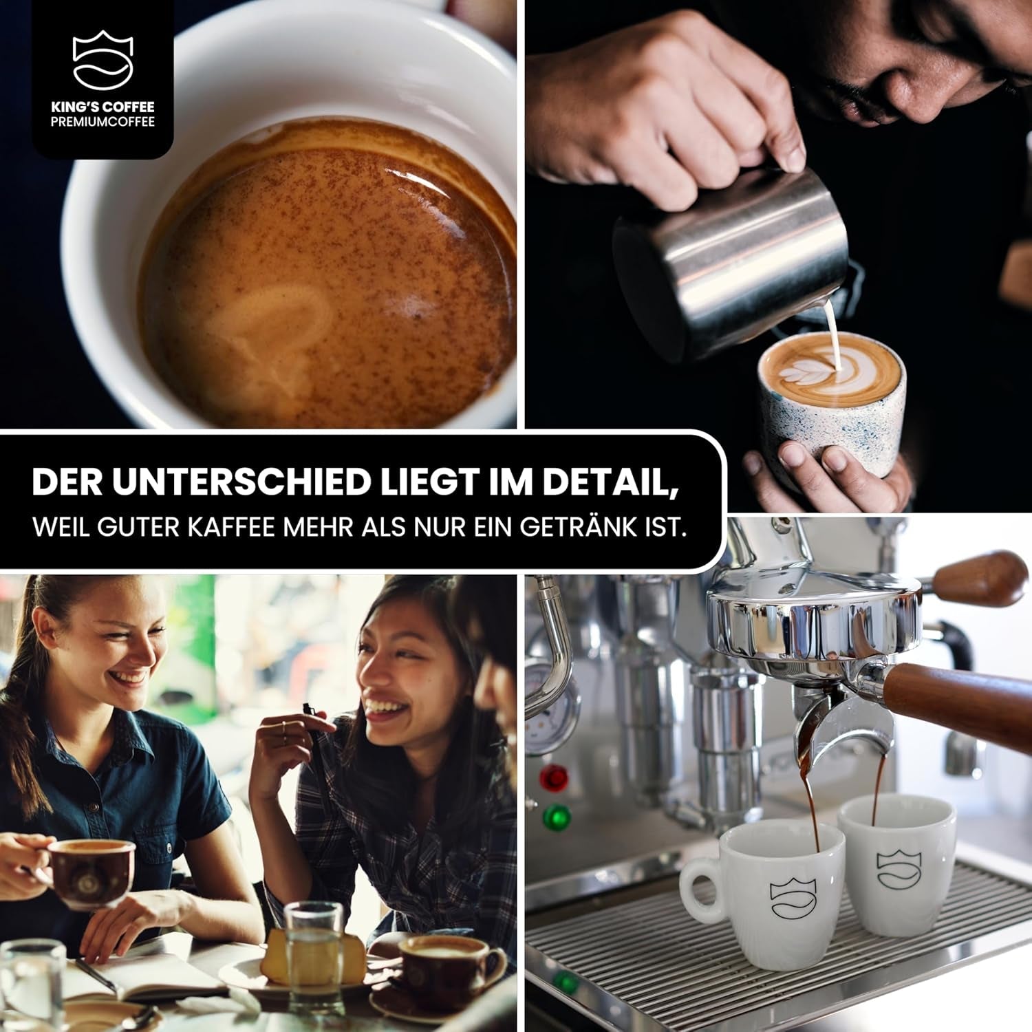 KING'S COFFEE – BLACK EDITION – 1 kg intensive, cremige Kaffeebohnen – Kaffee mit geringem Säuregehalt – Kleinserienröstung aus Italien – Starke Arabica-Espressobohnen (Mischung) für Vollautomaten und Siebträgermaschinen