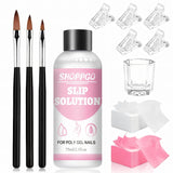 Polygel Glättungslösung, Polygel Slip Solution Nagelset, Glättungslösung 75 ml, inklusive 5 Nagelspitzenclips, 3 Nagelbürsten, 1 Kristallbecher, 100 Reinigungsblätter