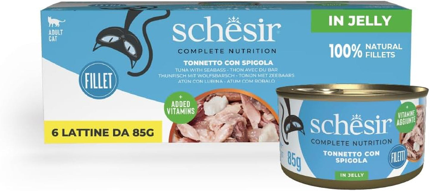 Blauflossen-Thunfisch in Gelee, komplettes Nassfutter für Katzen, in Dosen, mit zusätzlichen Vitaminen, 100 % natürlich, 6 x 85 g