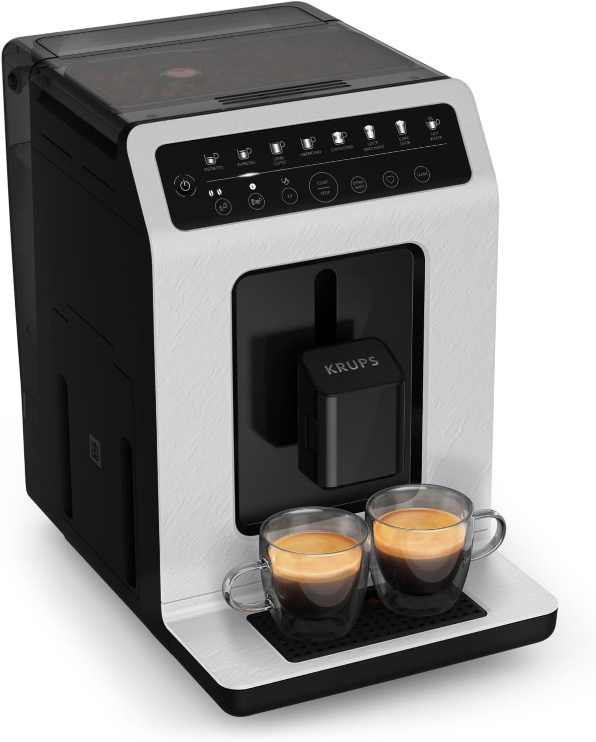 Krups EA897B Evidence ECOdesign automatische Espressomaschine, automatische Espresso- und Cappuccino-Funktion, Quattro Force-Technologie, One-Touch-Milchbecher, 8 Voreinstellungen, Milchsystem, 1450 W