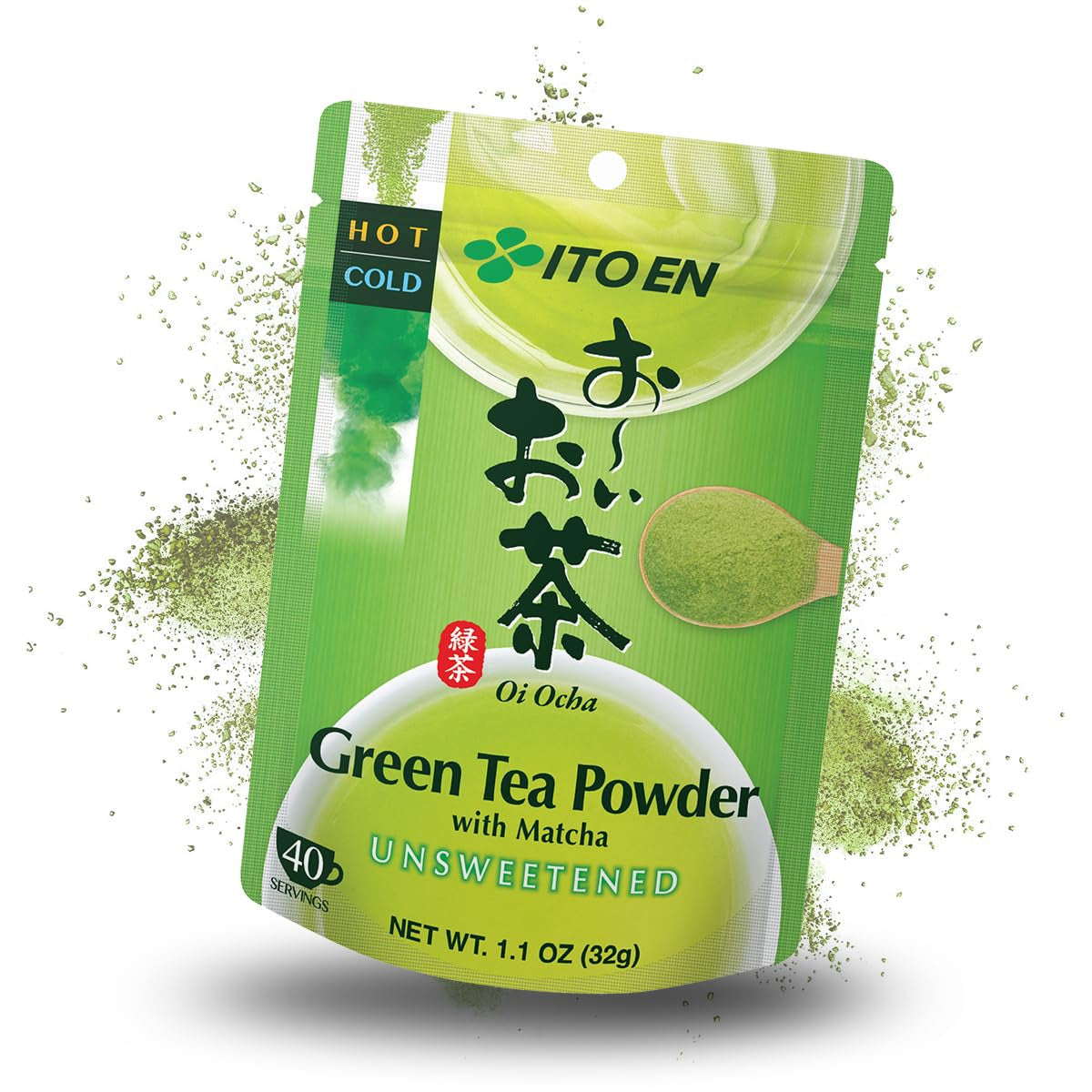 ITO EN Oi Ocha Instant-Grüntee-Pulver mit Matcha – Ungesüßter Matcha-Grüntee aus Japan – 1 x 32 g
