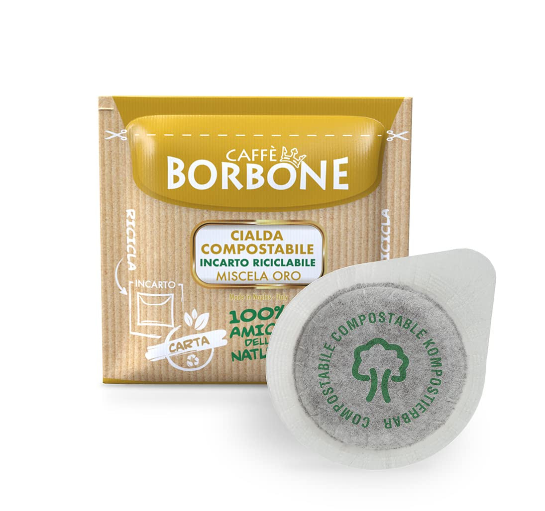Caffè Borbone Kompostierbare Kaffeepads, Gold-Kaffeemischung – 100 Pads – kompatibel mit ESE System Papier Pads 44 mm