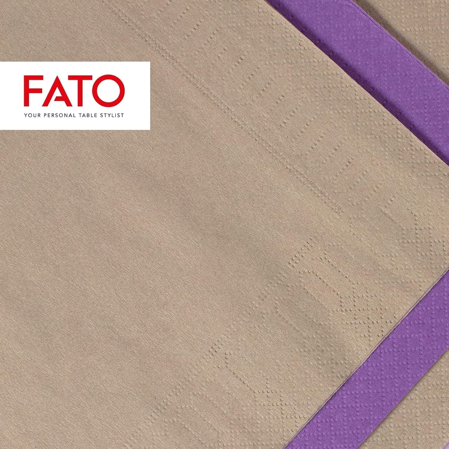 , Einweg-Papierservietten, ideal für Vorspeisen und Cocktails, Packung mit 100 Servietten, Größe 24 x 24 in 4 gefaltet, 2 Schichten, Farbe Turteltaube, 100 % reines Zellulosepapier, FSC-zertifiziert