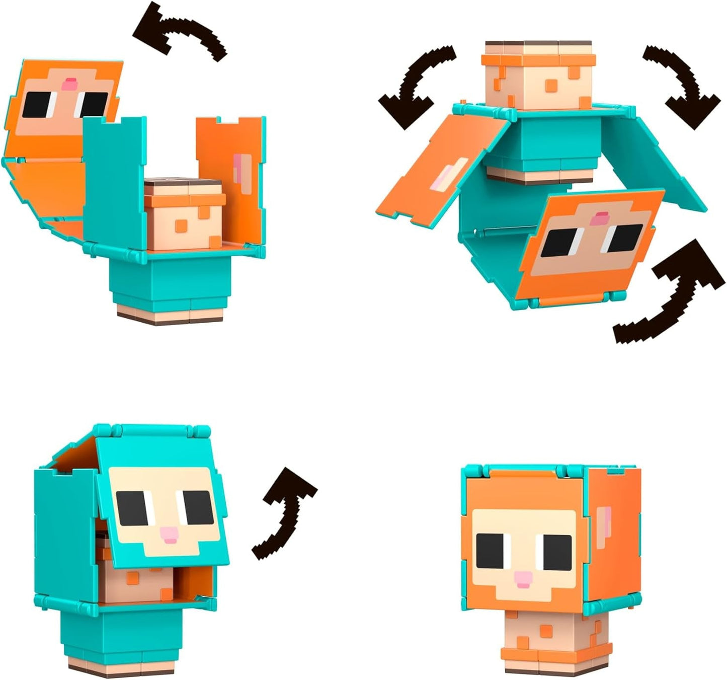 Mattel Minecraft Flippin' Figs Schaf und Huhn 2er-Pack mit 2-in-1-Spielfiguren, großen Köpfen und Pixel-Design HXK17 Actionfiguren Naty Shop