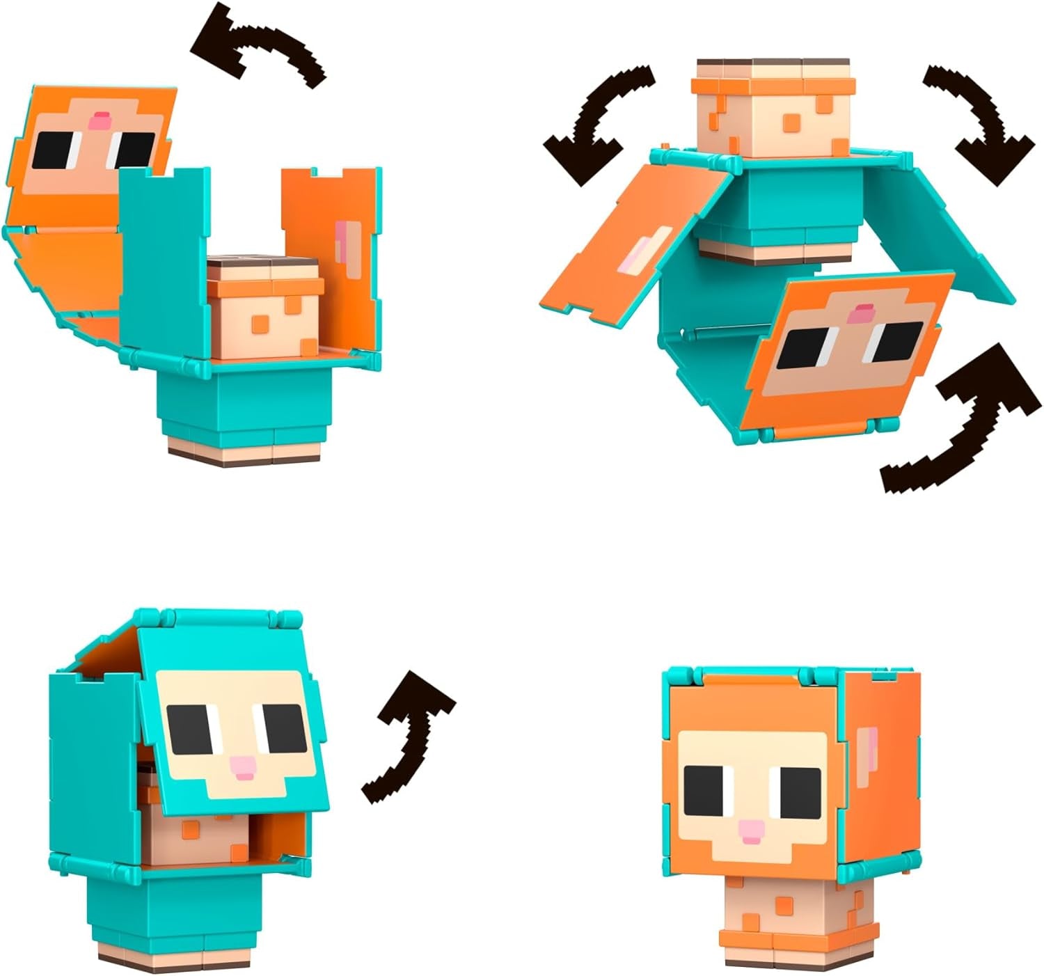 Mattel Minecraft Flippin' Figs Schaf und Huhn 2er-Pack mit 2-in-1-Spielfiguren, großen Köpfen und Pixel-Design HXK17 Actionfiguren Naty Shop