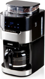 DOMO DO721K Espressomaschine „Grind and Brew“ – Bean-to-Cup-Funktion – LCD-Display – Für gemahlenen Kaffee oder ganze Bohnen – 1,5 l