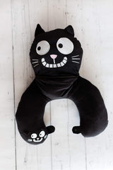 Moses Nackenkissen. Ed, die Katze | 2-in-1 Nacken- und Kopfkissen für die Reise | Katzenreisekissen, 28 cm, Schwarz