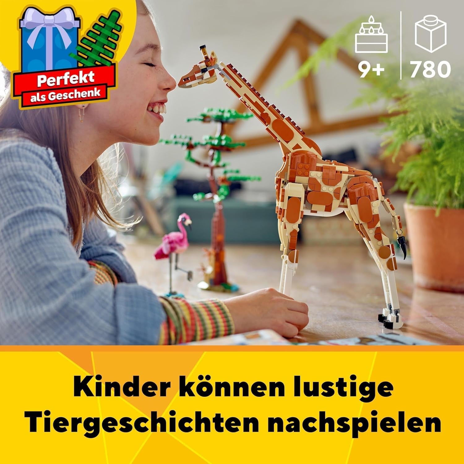LEGO Creator 3In1 Tiersafari, Kreativset mit Tierfiguren, 3 Baumöglichkeiten: Spielzeuggiraffe, Gazelle und Löwe, Spielzeugtiere für Mädchen und Jungen, Naturgeschenk für Kinder ab 9 Jahren 31150 Bausets Beuche den LEGO-Store
