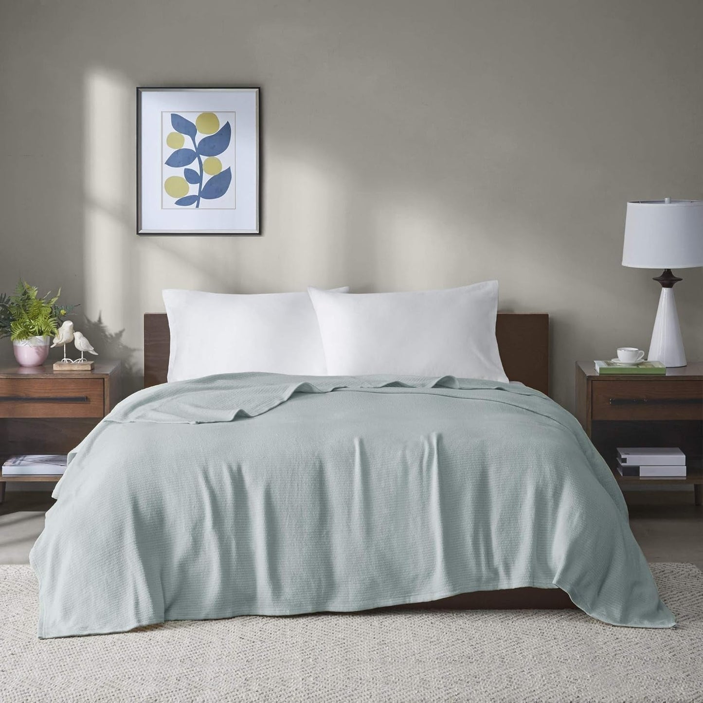 Madison Park Freshspun Wicker Cotton Decke Twin Grey Betten und Bettdecken Madison Park Twin Blue