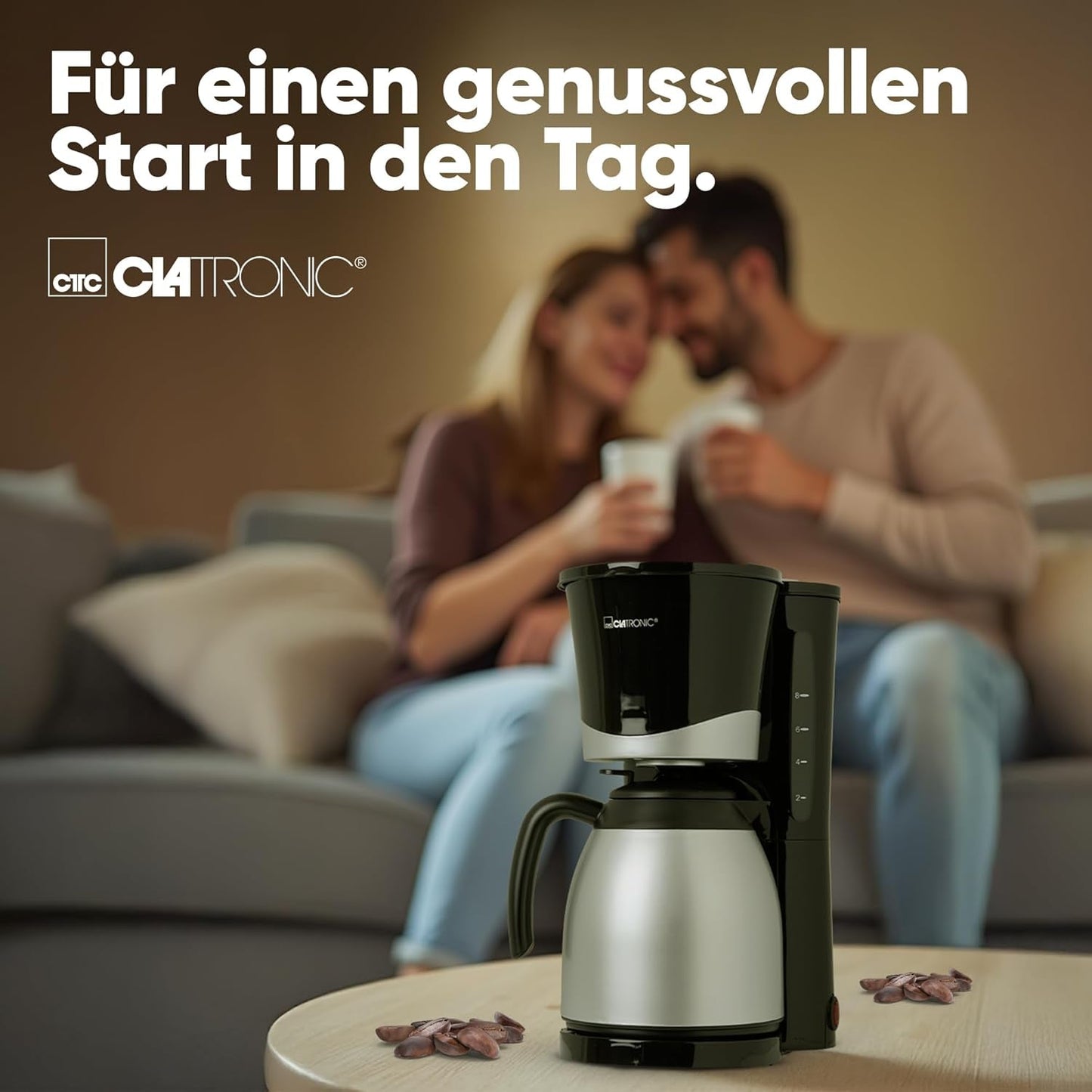 Clatronic® Kaffeemaschine mit Thermoskanne | für 8-10 Tassen Kaffee | ohne Temperaturverlust | Kaffeemaschine mit Filter | 1 Liter | Espresso | Filterkaffeemaschine mit Thermoskanne | KA 3327 schwarz