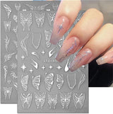 3D Metallic Schwarz Schmetterling Nagelaufkleber – Laser Pink Aurora Nagelaufkleber – Punk Butterfly Nail Art Aufkleber – Silber Nagelaufkleber – Nageldesign Zubehör