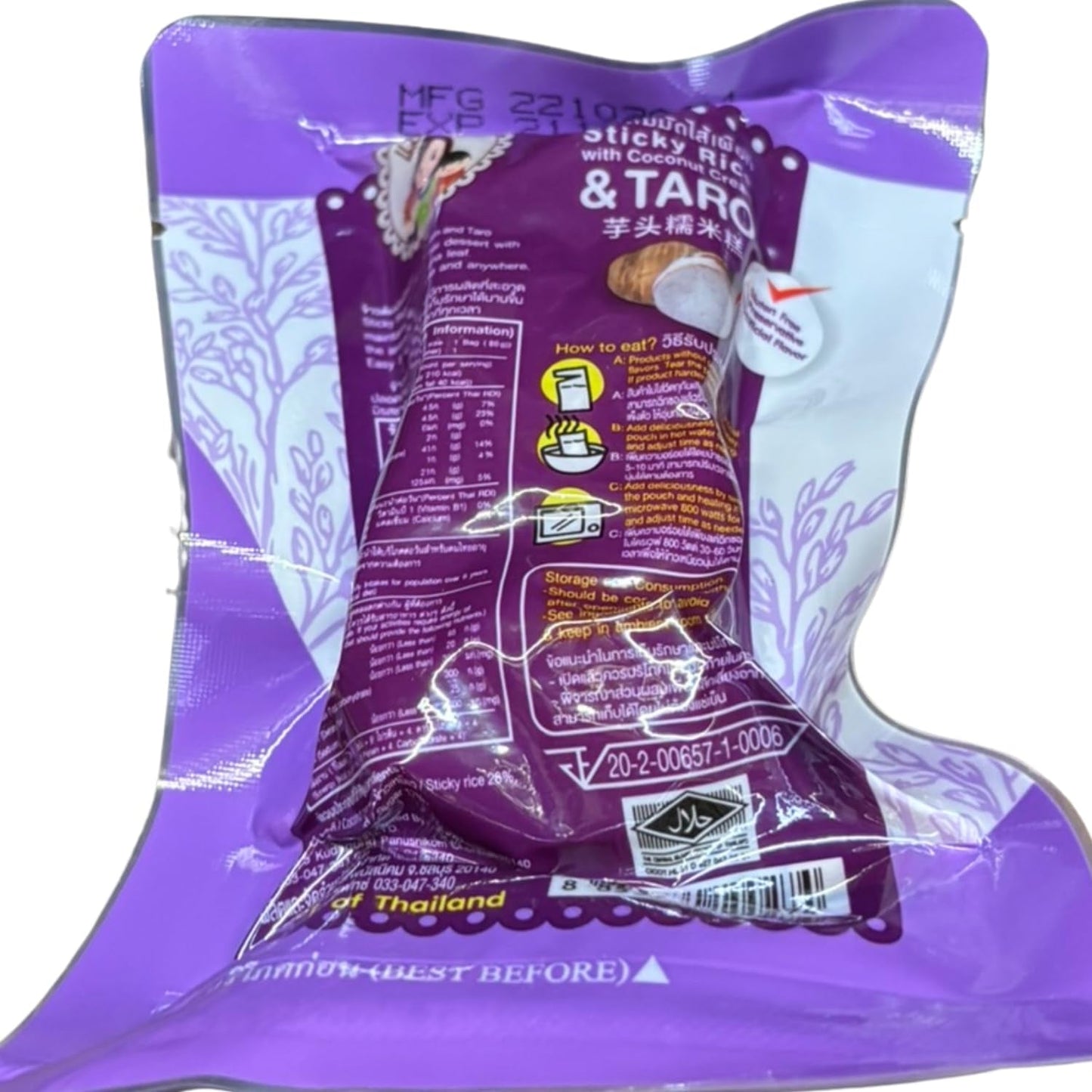 - Klebreis mit Kokosnuss und Taro - (1 x 80 g)