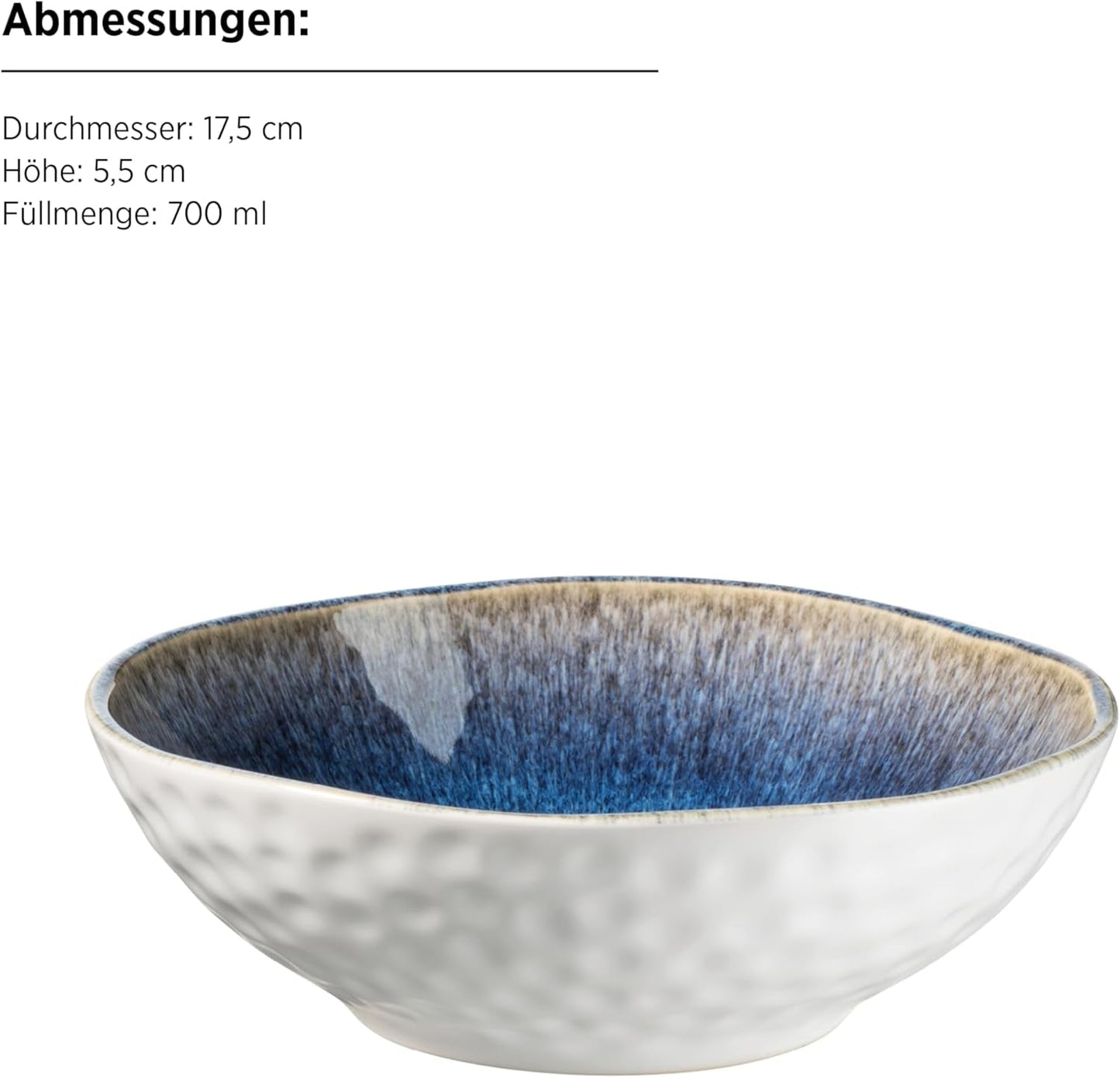 MÄSER 934092 Serie Frozen, Keramik-Geschirrset für 4 Personen, 16-teiliges Kombiservice mit organischen Formen, blau gebeiztes Service, Steinzeug, dunkelblau