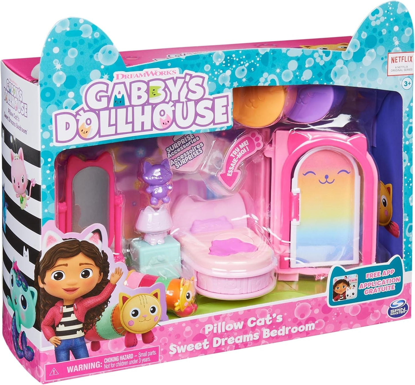 Gabby's Dollhouse Deluxe-Zimmer, Katzenzimmer, Möbel und 2 Überraschungsboxen mit thematischem Zubehör, geeignet für Kinder ab 3 Jahren