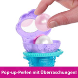 Mattel Disney Princess Toys, Make-up-Muschel Meerjungfrau Arielle Modepuppe mit abnehmbarem Schwanz, Schminktisch mit 5 wiederholbaren Pop-up-Überraschungen und 5 Zubehörteilen, JBF86 Naty Shop Dolls