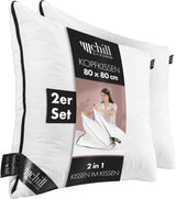 Kissen 80 x 80 cm – 2-in-1-Design – Kissen im Kissen – atmungsaktives und waschbares großes Schlafkissen und 100 % vegan – 2 Kissen 3 Optionen – Kissen mit 600 g und 1200 g Füllung Naty Shop Standardkissen Premium-Kissen 2er-Set – 80 x 80 cm