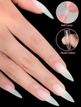 EBANKU 500 Stück künstliche gefälschte Nagelspitzen, matt, weiches Gel, klare Spitzen, künstliche Nagelspitzen für Nagelverlängerungen, falsches Nagelset, 12 Größen, A