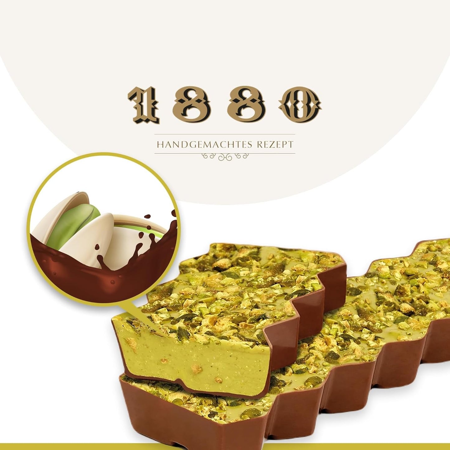 Handgefertigter Schokoladen-Pistazien-Turrón, 200 g, cremige Textur, höchste Qualität, feine Zutaten, authentischer Geschmack, der teuerste Turrón der Welt