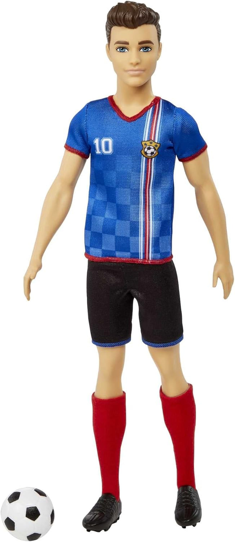 Barbie You Can Be Anything-Serie Ken-Puppe Fußballer Braune Haare Ken-Puppe Blaues T-Shirt Fußball 1X Ken-Fußballer-Puppe Kindergeschenk 3 Jahre alt Spielzeug Hcn15 Naty Shop Puppen