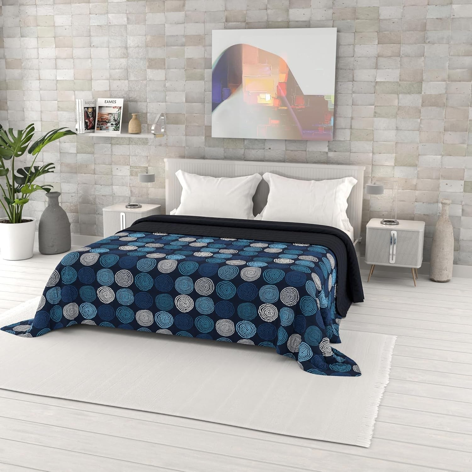 Fantasiebedruckte Sommerdecke, Polyesterfüllung, Blütenblätter, 260 x 270 cm. Steppdecken und Steppdecken Naty Shop Ipnotic 260 x 270 cm